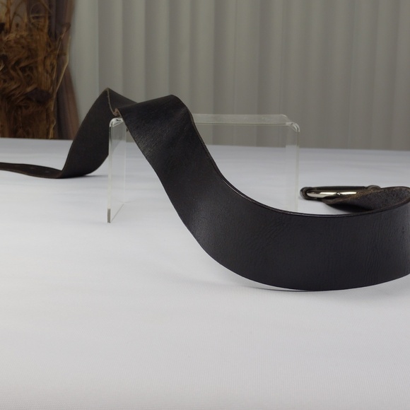 Michael Kors Black Leather Belt with Silver Buckle. main image 12